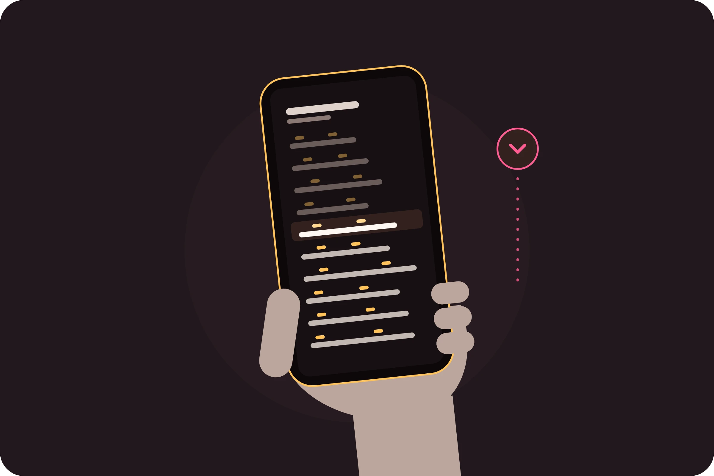 One phone in a hand, the highlighted line following the singer