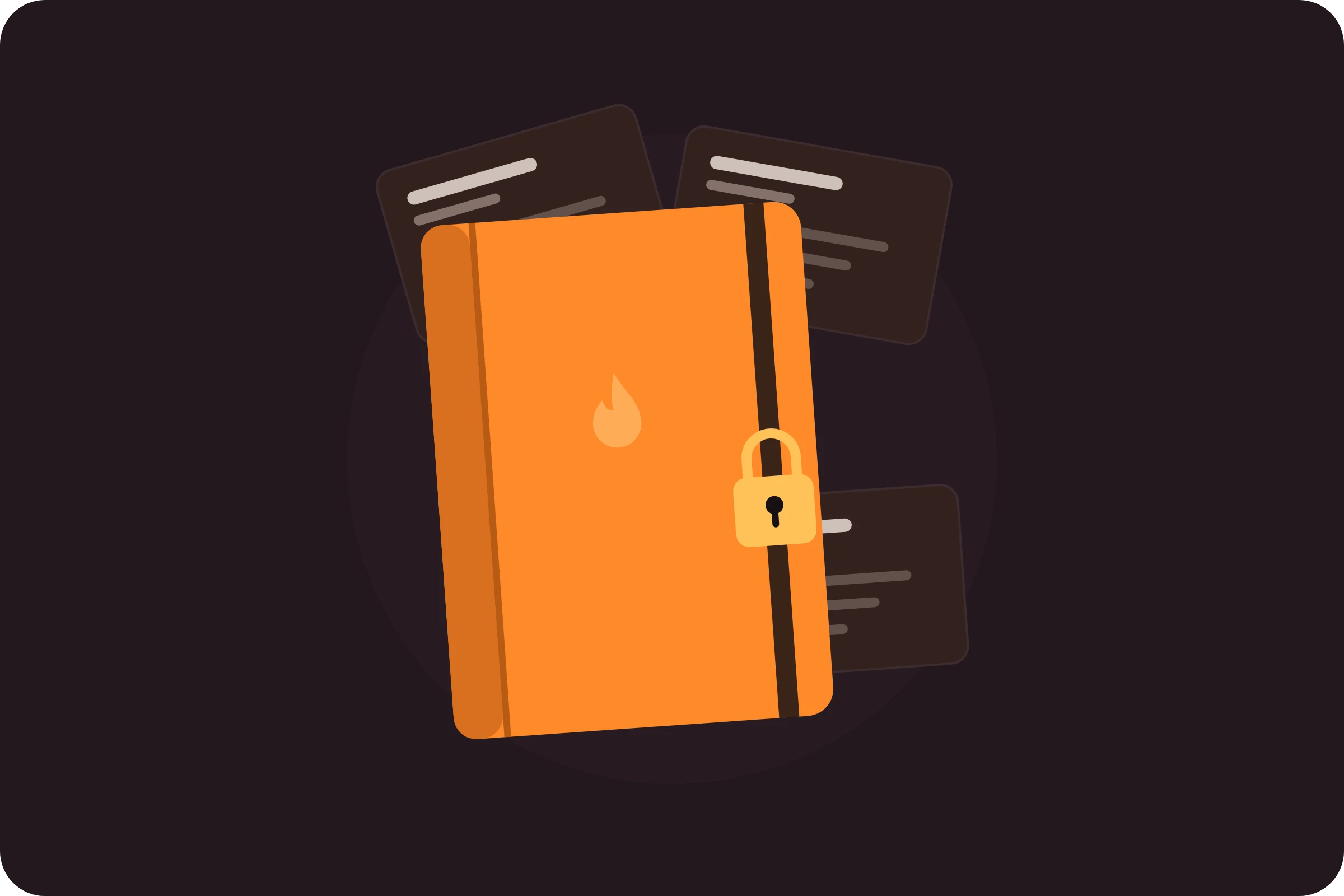 A closed notebook with a padlock and song cards behind it